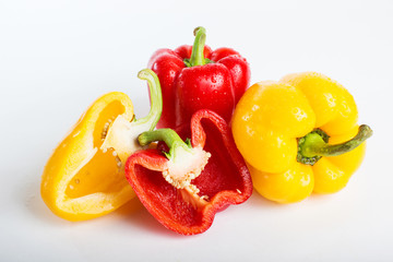 Sweet bell pepper red and yellow, and a cross-sectional