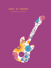 Obraz na płótnie Canvas Vector colorful oriental flowers guitar music silhouette pattern
