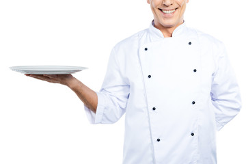 Chef with plate.