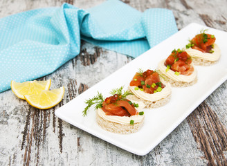 canape with salmon and dill