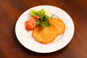 potato pancakes with salmon