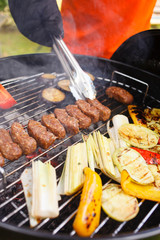 grilled kebab and vegetables