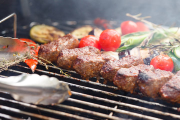 grilled kebab and vegetables