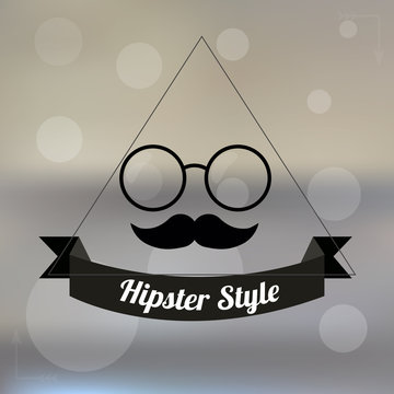 hipster glasses and moustache  within a triangle with a tag