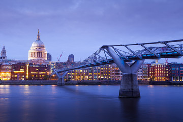 Fototapeta na wymiar Millennium bridge and St. Paul's cathedral, London England, UK