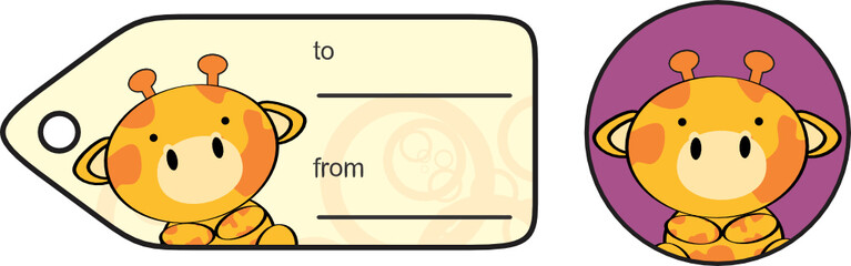 cute baby giraffe giftcard sticker