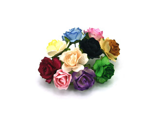 Bouquet of paper flowers isolated on white