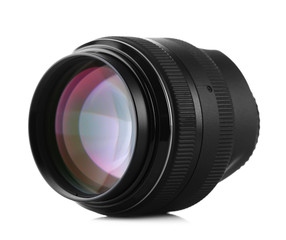 Lens of camera isolated on white