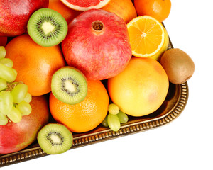 Assortment of fruits isolated on white