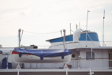open deck and boat on passenger ship