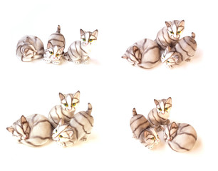cat figurine on white background 