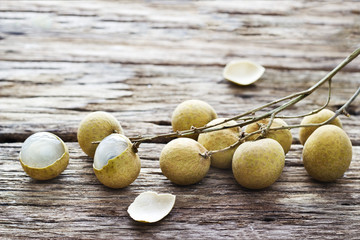 longan. fresh longan on wooden background