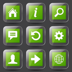 Web Internet Square Vector Green Icon Design Set