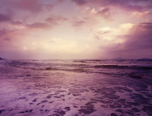 beautiful sunset over the sea, image with color toning