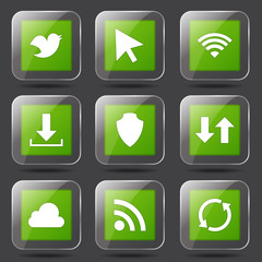 Web Internet Social Square Vector Green Icon Design Set