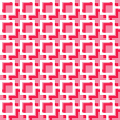 Seamless Interlocking Squares Pattern. Pink and white.