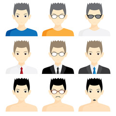 set avatar man cartoon picture profile business