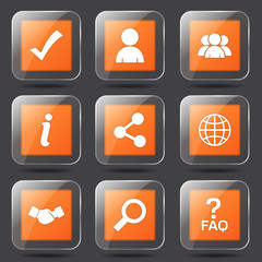 Web Internet Square Vector Orange Icon Design Set 2