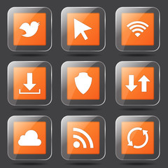Web Internet Social Square Vector Orange Icon Design Set