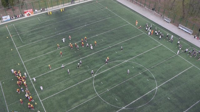 Aerial view on American football match.