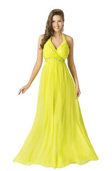 Woman Beauty Long Fashion Dress, Elegant Girl In Yellow Summer