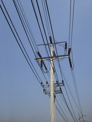 Fototapeta premium electricity pole with cable power line