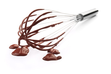 whisk with chocolate