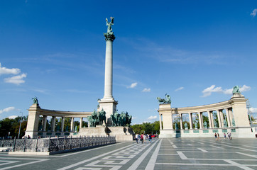 Fototapeta na wymiar Budapest, Hungary - August 25th 2014: Heroes Square (Hosok tere)