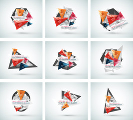 Set of triangle shape modern paper infographics