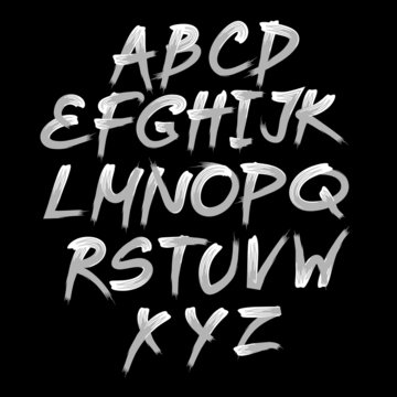 Vector alphabet. Hand drawn letters. written with a brush.