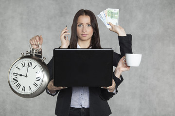 businesswoman is very multitasking