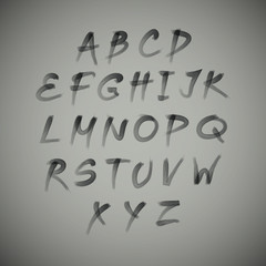 Vector alphabet. Hand drawn letters. written with a brush.