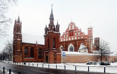 Fototapeta na wymiar Vilnius St Anne's and Bernardine Churches in winter