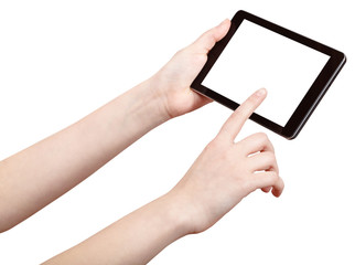 finger press touchpad with cut out screen