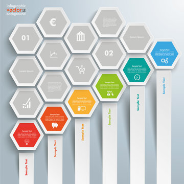 Hexagon Chart Growth Bars Honeycomb