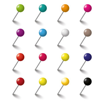 16 Colored Tacks Set