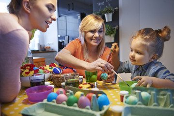 Painting Easter eggs with family