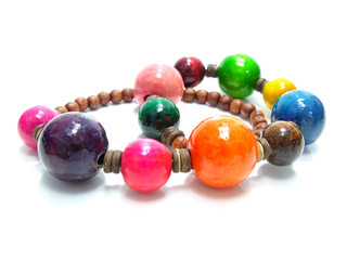 colorful wood bead necklace