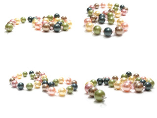 string of pearls delicate pink color in soft focus with highligh