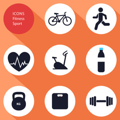 Icons, sports, fitness, flat design, vector