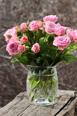 Pink roses in a vase