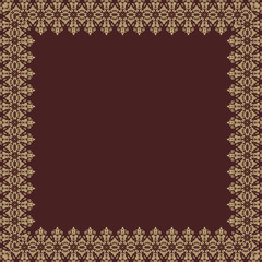 Floral  Pattern. Abstract Golden Frame