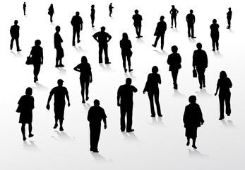 People walking silhouettes