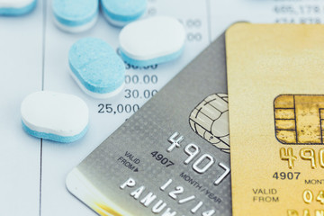 credit card and Medicine pills