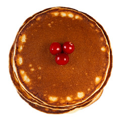 Pancakes with cranberry isolated on a white background ..