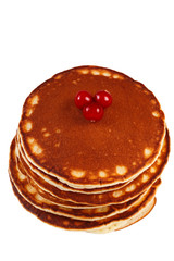 Pancakes with cranberry isolated on a white background ..