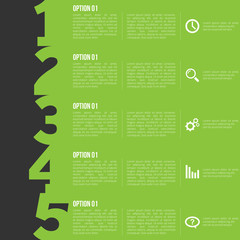 1-2-3-4-5 option infographics-paper progress template