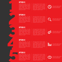 1-2-3-4-5 option infographics-paper progress template