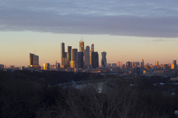 Fototapeta na wymiar Moscow City, Night, Winter, Moscow, Russia