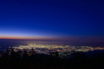Kofu city and Mt.Fuji at dawn